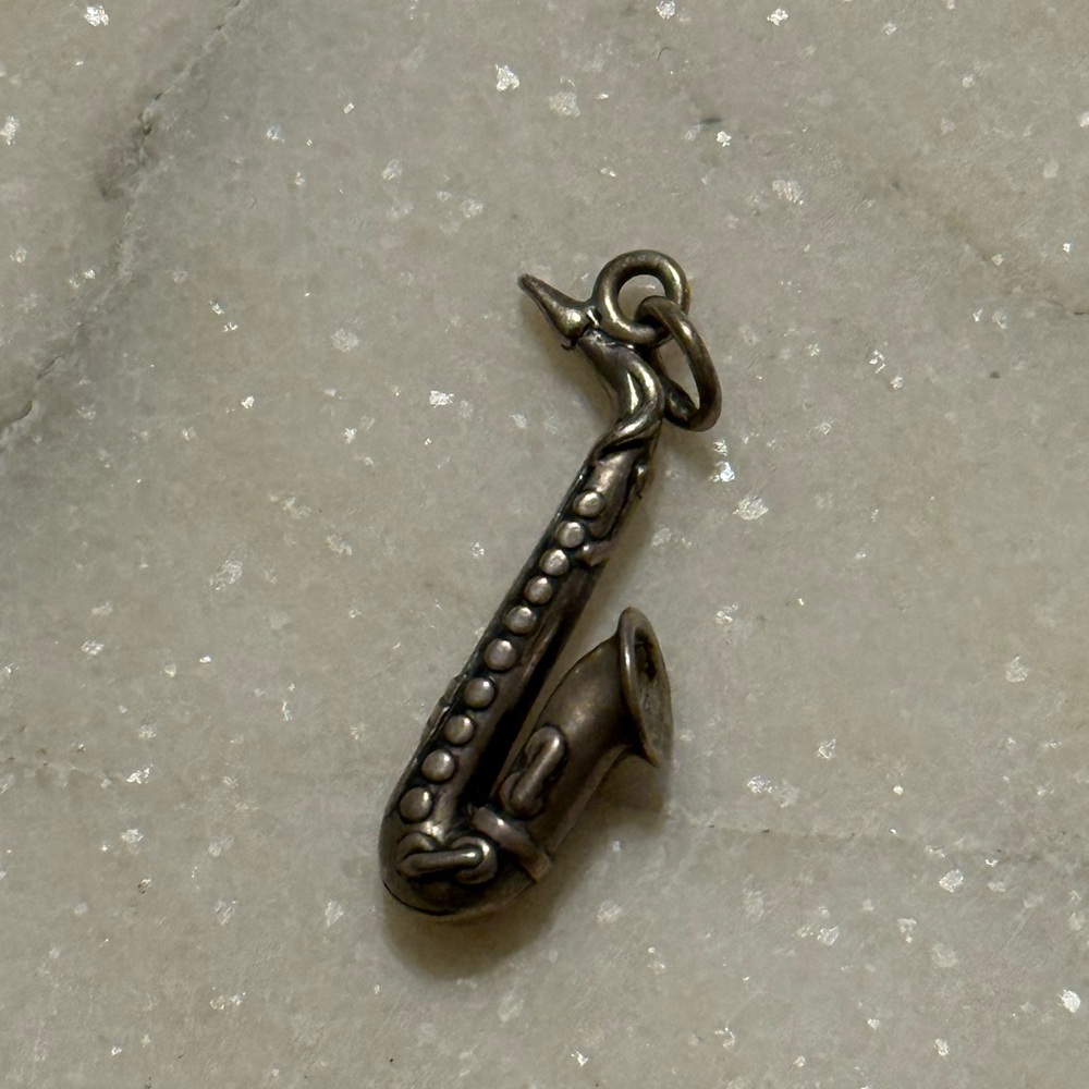 Vintage Sterling Silver Saxophone Pendant
